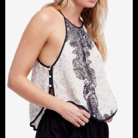 Free People Black and White Cropped Halter - Picture 4 of 8